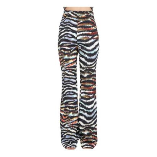 Zwarte Wijde Broek met Slangenprint Just Cavalli , Multicolor , Dames