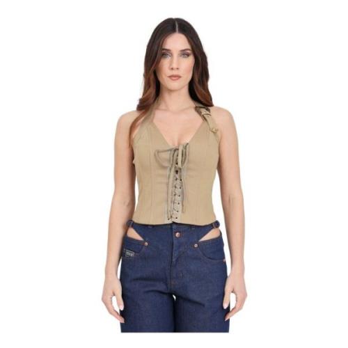 Sleeveless Tops Versace Jeans Couture , Beige , Dames