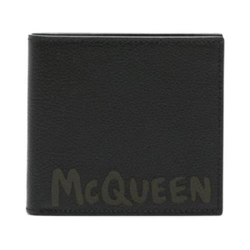 Zwarte Logo Portemonnee Kaartsleuven Zilver Alexander McQueen , Black ...