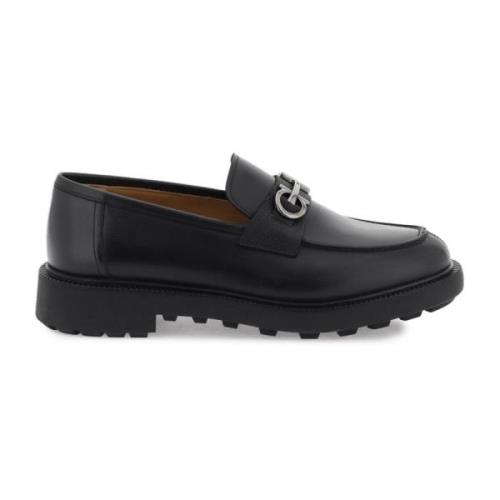 Gancini Loafers van Glad Leer Salvatore Ferragamo , Black , Heren