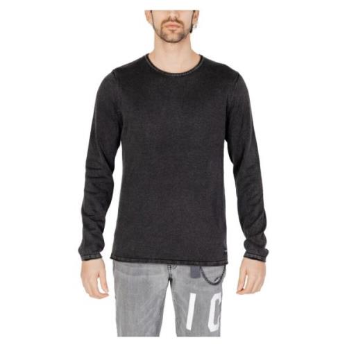 Katoen Gebreide Crew Neck Sweater Jack & Jones , Black , Heren