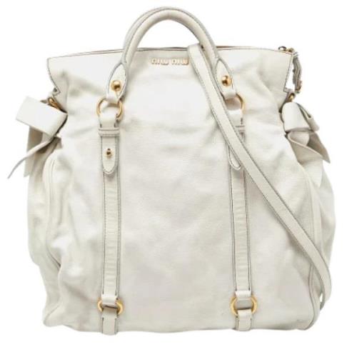 Pre-owned Leather handbags Miu Miu Pre-owned , White , Dames
