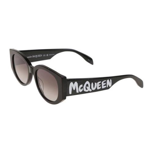 Ovale zonnebril met Graffiti print Alexander McQueen , Black , Dames