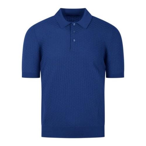3D Gebreide Polo Shirt Ss24 Tagliatore , Blue , Heren