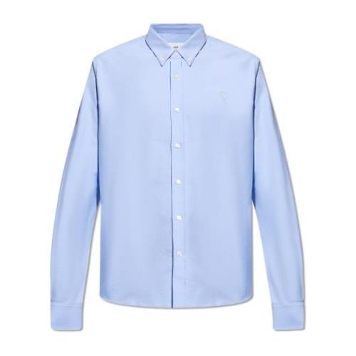 Shirt met logo Ami Paris , Blue , Heren