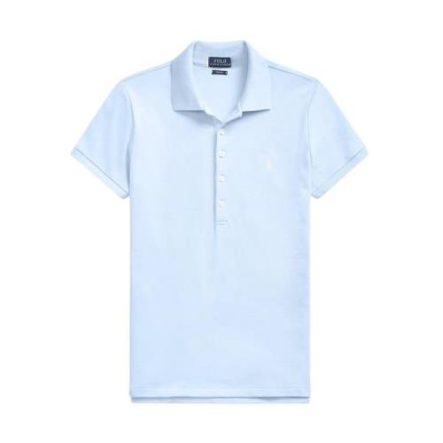 Korte Mouw Geribbelde Kraag Polo Ralph Lauren , Blue , Dames