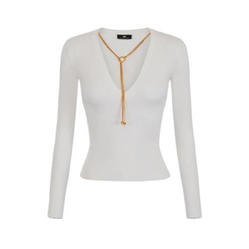 V-neck Knitwear Elisabetta Franchi , White , Dames