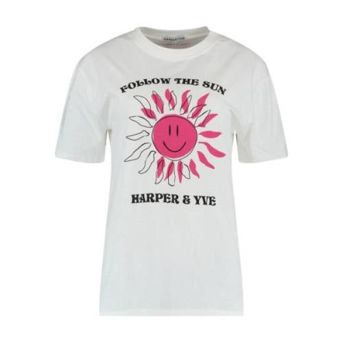 Smiley Grafisch T-shirt Ss24D302 Harper & Yve , White , Dames
