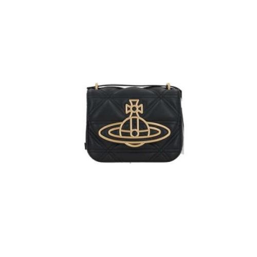 Zwarte Gewatteerde Schoudertas met Gouden Hardware Vivienne Westwood ,...