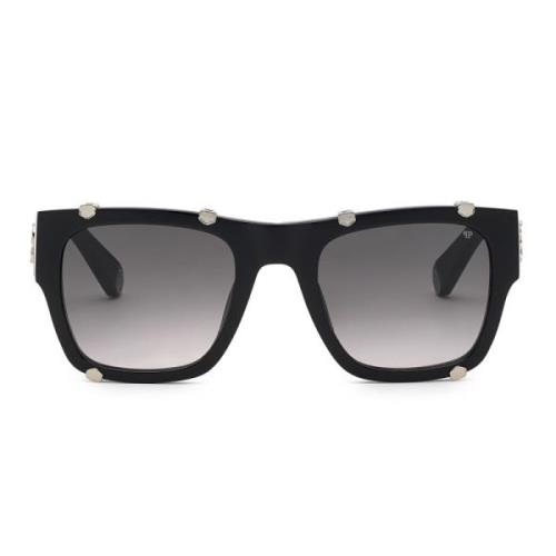 Luxe Hexagon Zonnebril Zwart/Grijs Verloop Philipp Plein , Black , Uni...