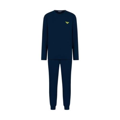 Organisch Katoenen Comfort Fit Pyjama Emporio Armani , Blue , Heren