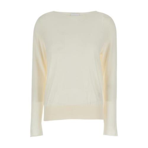 Boatneck Witte Sweater Allude , White , Dames