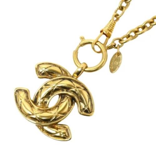 Pre-owned Metal necklaces Chanel Vintage , Yellow , Dames