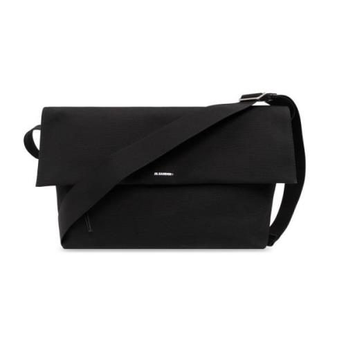 Schoudertas met logo Jil Sander , Black , Heren