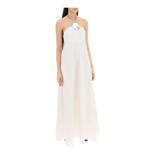 Maxi Jurk met Aluminium Ketting Jil Sander , White , Dames