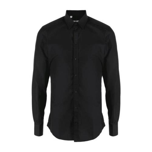 Button Down Poplin Overhemd Dolce & Gabbana , Black , Heren