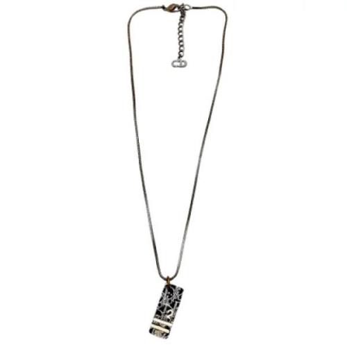 Pre-owned Metal necklaces Dior Vintage , Gray , Dames
