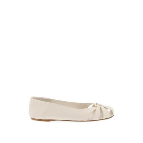 Leren Gancini Ballet Flats Salvatore Ferragamo , White , Dames