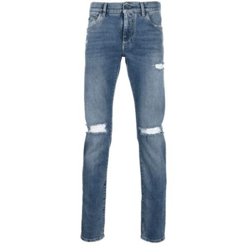 Dolce & Gabbana slim-fit stretch jeans with rips Dolce & Gabbana , Blu...