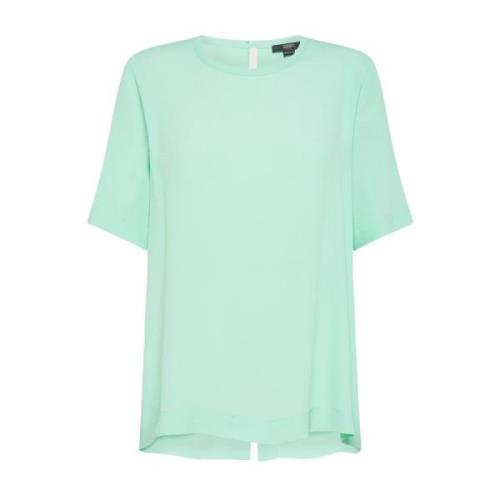 Zijdeblend T-shirt met korte mouwen Seventy , Green , Dames
