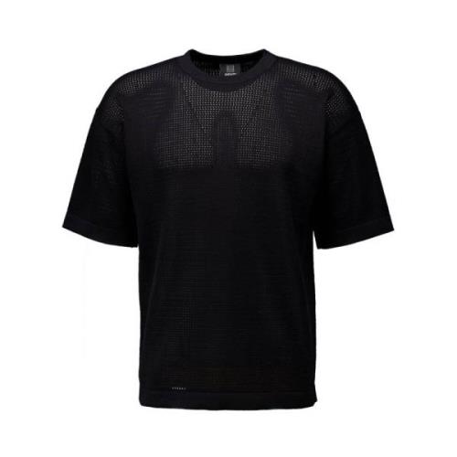 Zwart Open Structuur T-Shirt Mannen Genti , Black , Heren