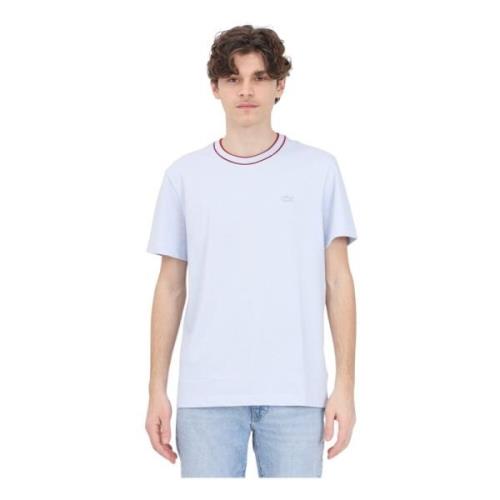 Lichtblauw T-shirt met Patch Logo Lacoste , Blue , Heren