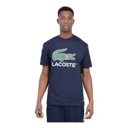 Blauwe Nacht Krokodil Logo T-shirt Lacoste , Blue , Heren