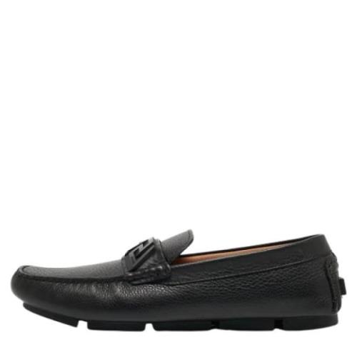 Pre-owned Leather flats Versace Pre-owned , Black , Heren