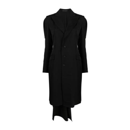 Zwarte wollen jas met ontworpen mouwen Yohji Yamamoto , Black , Dames
