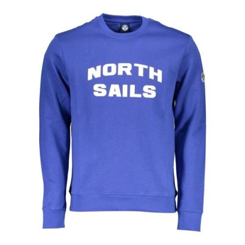 Blauwe Katoenen Trui met Print North Sails , Blue , Heren