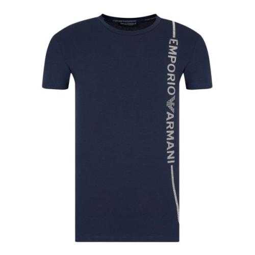 Katoenmix Ronde Hals Logo T-Shirt Emporio Armani , Blue , Heren