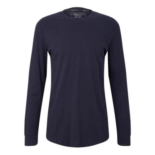 Basic Katoenen Longsleeve Shirt Tom Tailor , Blue , Heren