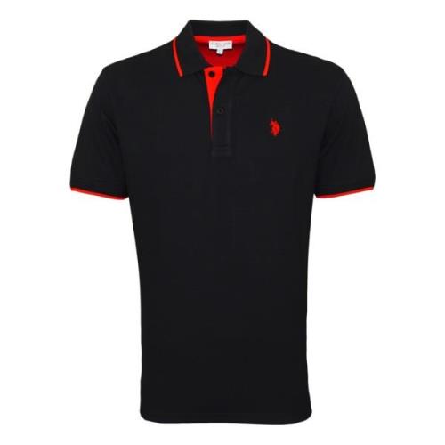 Mode Polo Shirt met Gestreepte Kraag U.s. Polo Assn. , Black , Heren