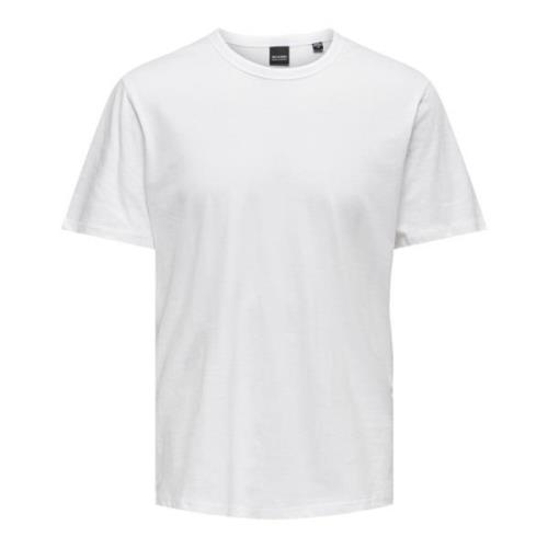 Basis Ronde Hals Korte Mouw T-Shirt Only & Sons , White , Heren