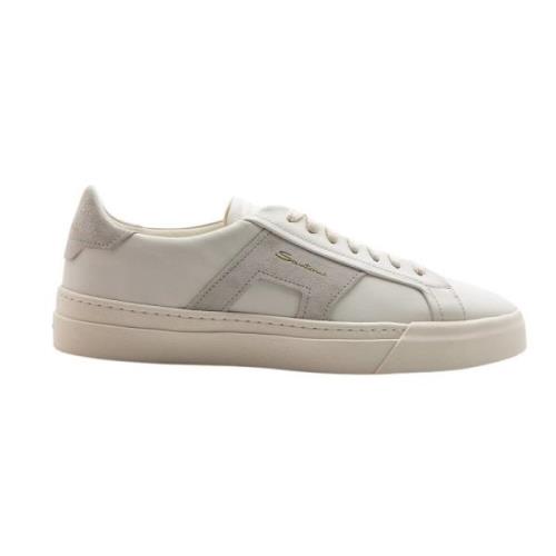 Moderne Grijze Leren Sneaker Santoni , White , Heren