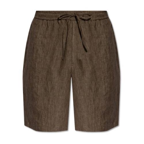 Linnen shorts Emporio Armani , Brown , Heren