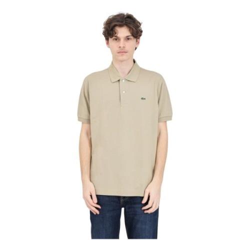 Beige Polo Shirt Krokodil Logo Patch Lacoste , Beige , Heren