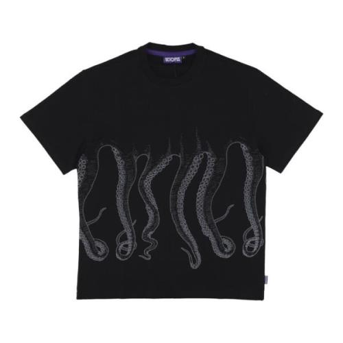 Zwarte Outline Tee Streetwear Shirt Octopus , Black , Heren