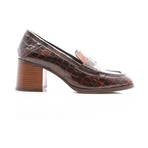 Bruine dierenprint pennyloaferhakken Pertini , Brown , Dames