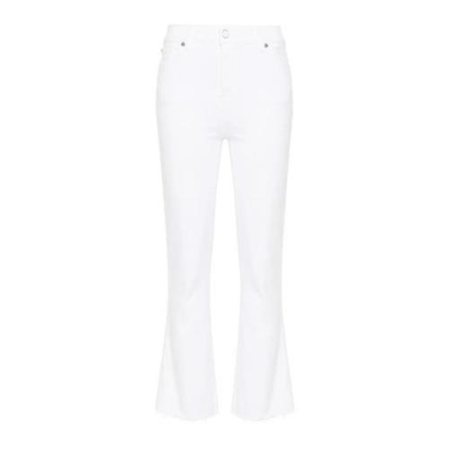 High-waisted bootcut jeans met rafelzoom 7 For All Mankind , White , D...