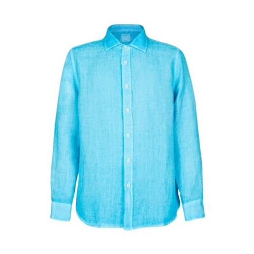 Slim Fit Linnen Overhemd 120% Lino , Blue , Heren