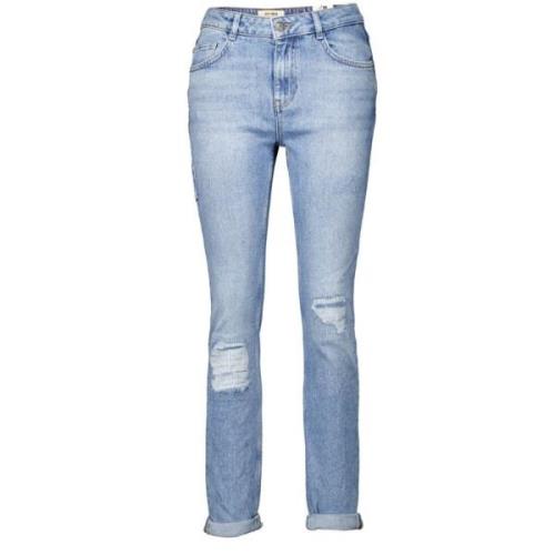 Blauwe Cropped Jeans met Destroyed Details MOS Mosh , Blue , Dames