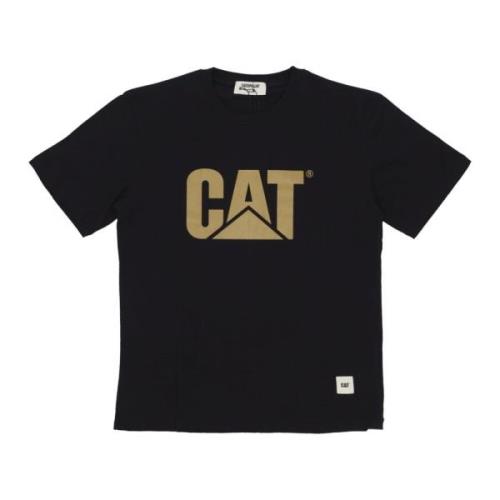 Logo Tee Streetwear Zwart CAT , Black , Heren