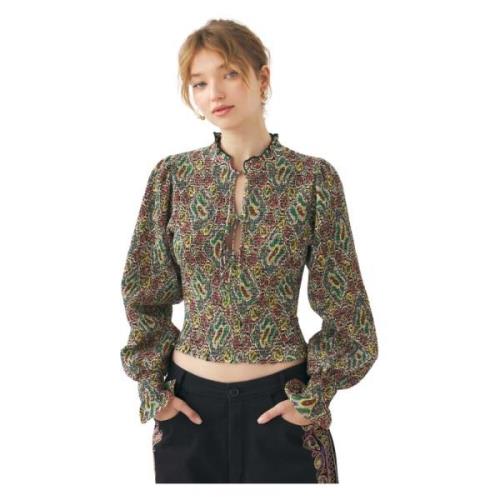 Smocked blouse Zena Antik Batik , Green , Dames
