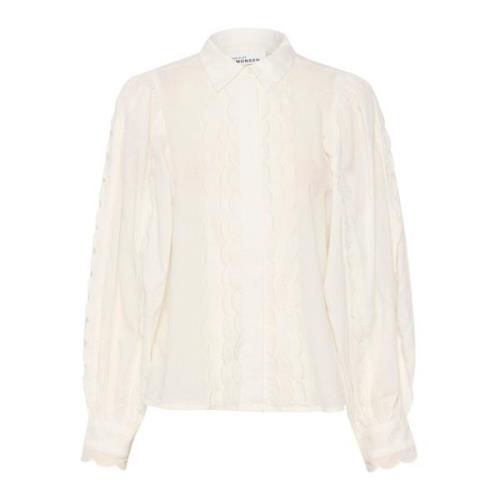 Vrouwelijke witte blouse met pofmouwen Karen by Simonsen , Beige , Dam...