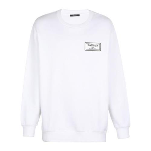 Sweatshirt met rubberen patch Balmain , White , Heren