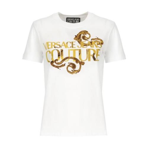 Witte Katoenen Crew Neck Logo T-shirt Versace Jeans Couture , White , ...