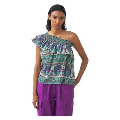 Gerookte katoenen voile zontop Antik Batik , Blue , Dames