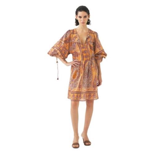 Print mini jurk Tajar Antik Batik , Orange , Dames