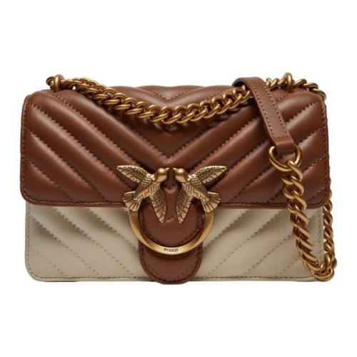 Leren Handtas Pinko , Brown , Dames